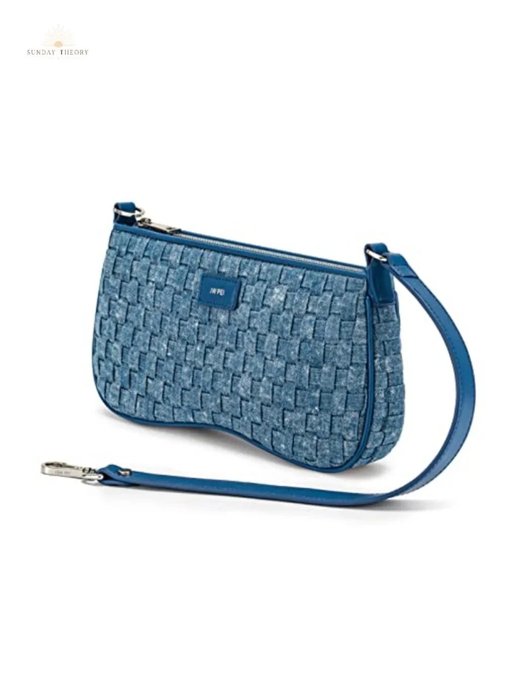 Vegan Leather/Fabric Satchel Handbag Zip Closure Fixed Handle